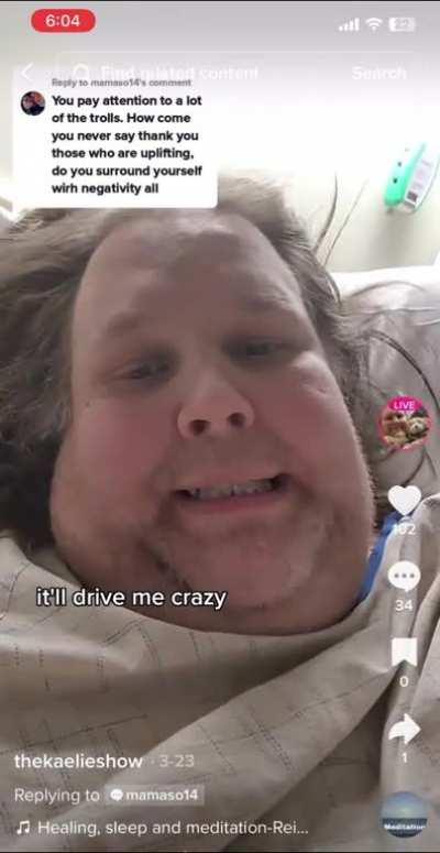 Thekaelieshow developed Fournier gangrene (don’t google it, trust me) and is convinced her hospital is in fact a hotel. And she’s sure to let you know how you can send her money.