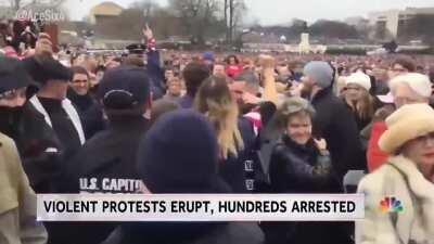 [January 2017] Liberal pro-Hillary supporters siege the US Capitol during and leading up to the inauguration of conservative president Trump