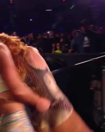 Charlotte Flair gives Becky Lynch a wedgie