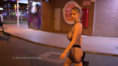 Gorgeous Mila goes braless at night