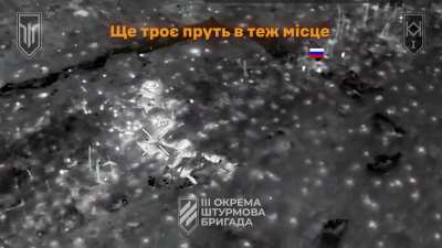 Ukraine's 3rd Assault Brigade 1st Mechanized Battalion spotted incoming Russian infantry assault groups, using a combination of automatic grenade launcher (AGS) fire and FPV strike drones to defeat each incoming wave. Published December 5, 2024