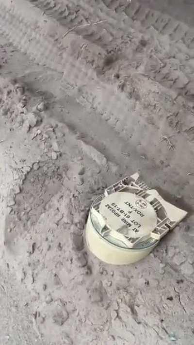 Ru pov. Russian soldiers avoided a French AT mine by inches and show another vehicle that wasn't so lucky