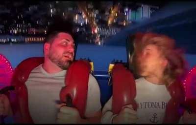 Forgetting to take out fake teeth before getting on the slingshot