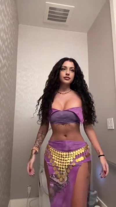 In a bellydancer outfit for her bday