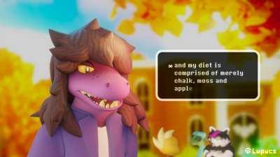 Susie spills the tea... or should I say, chalk, moss and apple-scented shampoo? Short animation cobbled together in Blender 🐊