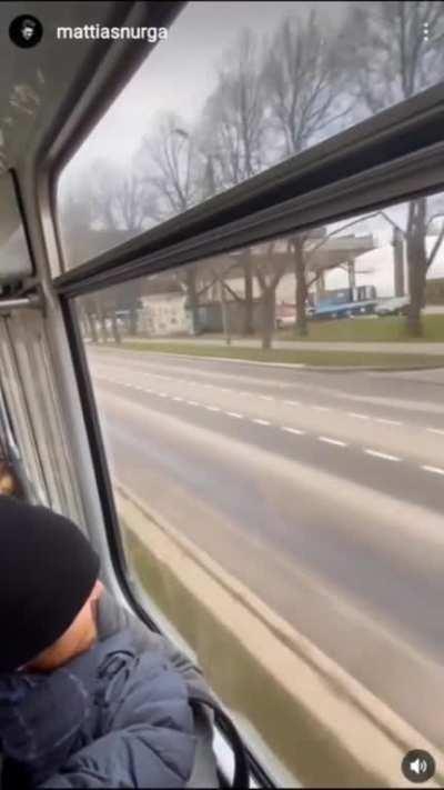 Dude wearing jeans and boots races a train and wins