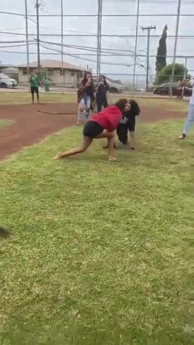 The girl in red picks on smaller girls and finally got what she deserved