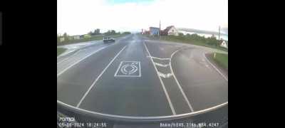 Truck driver survives with injuries after crashing into a tire shop to save a car.