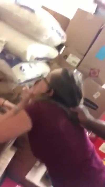 Getting stuffed on her lunch break