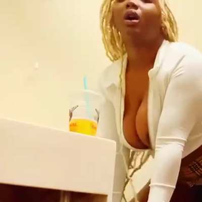 Ebony Amateur BJ and Doggy in Bathroom