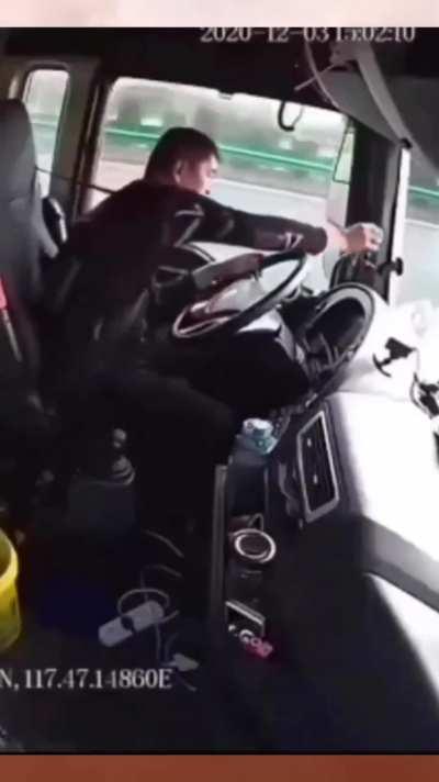 Let me check my phone while driving a bus
