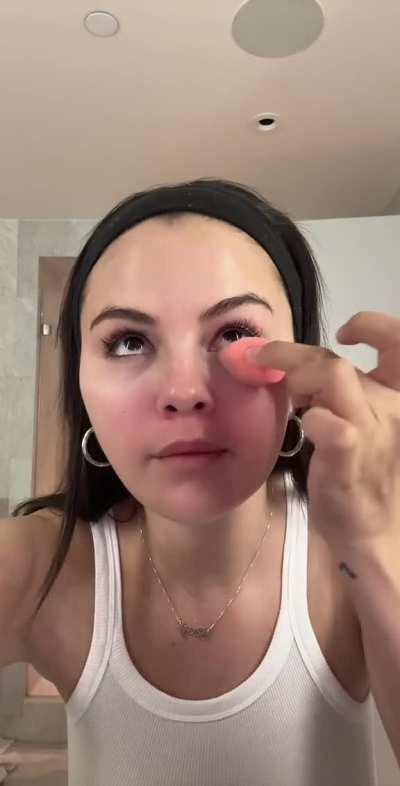 Putting on makeup