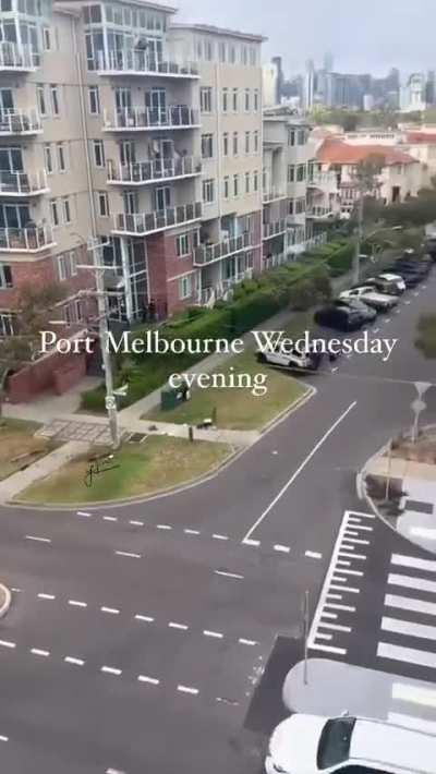 Just a car casually doing laps up and down the footpath in Australia.