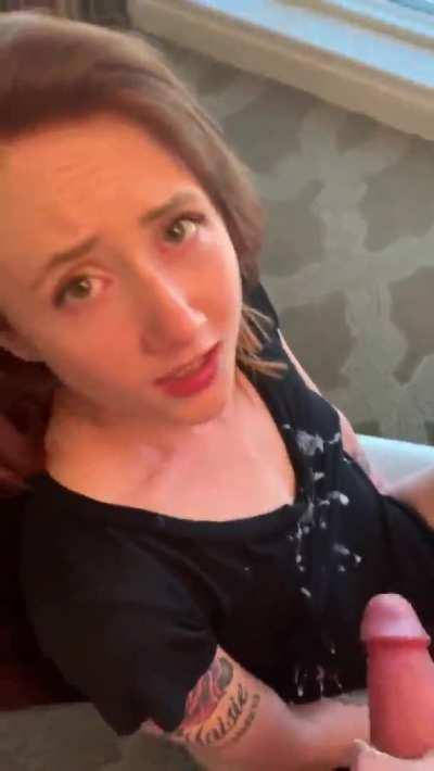 she was horney, bussy masterbating when I came on her