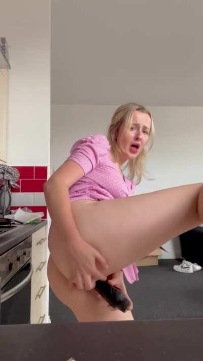 Fucking myself with my BBC while my roommate is next door!