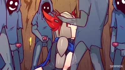 Defeated warrior gets violated by thieves (Derpixon)