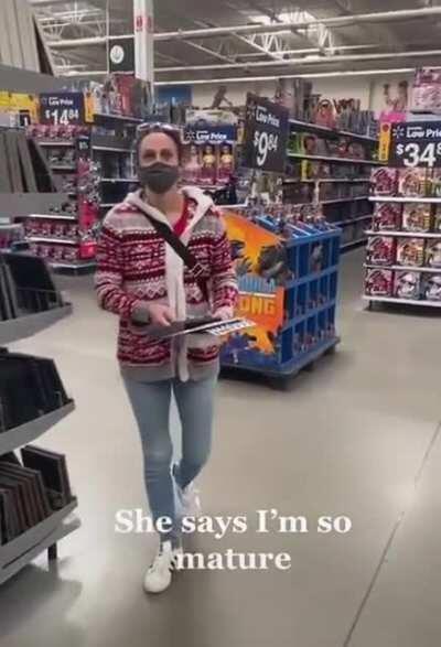 This guy making friends at Walmart while slightly embarrassing his girlfriend