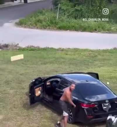 To steal an air compressor from workers