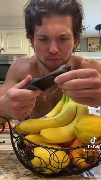 Eating a banana