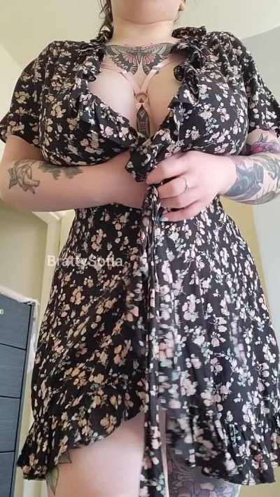 Kinky thick girl wants to show you a surprise under her dress