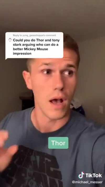 Thor and Ironman having a Mickey Mouse showdown