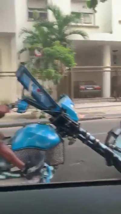 A crossbreed between a Beetle and a motorcycle