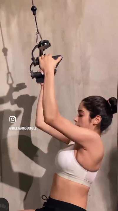Thick nepo rand with big ass and boobs Janhvi Kapoor doing exercise to make them even bigger…