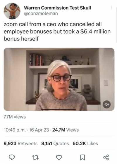 Rich CEO Tells Bonus-less Employees Over Zoom Call To 