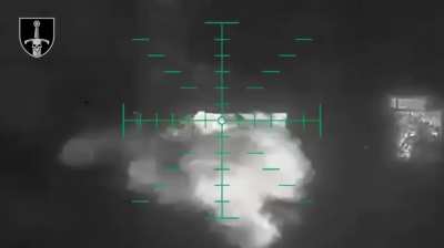 Bombing of Russian positions by drones of the 33rd brigade of the Armed Forces of Ukraine using napalm ammunition. March 2025, location not disclosed.