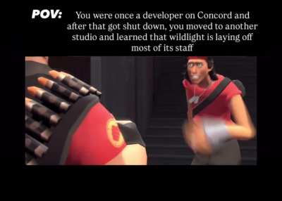 Just imagine the mental state of the developers of high guard right now