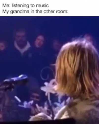 I have to put on the nice Christian songs when she’s around.