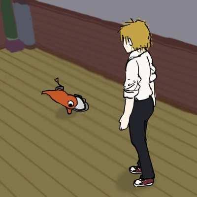 Pochita breakdancing