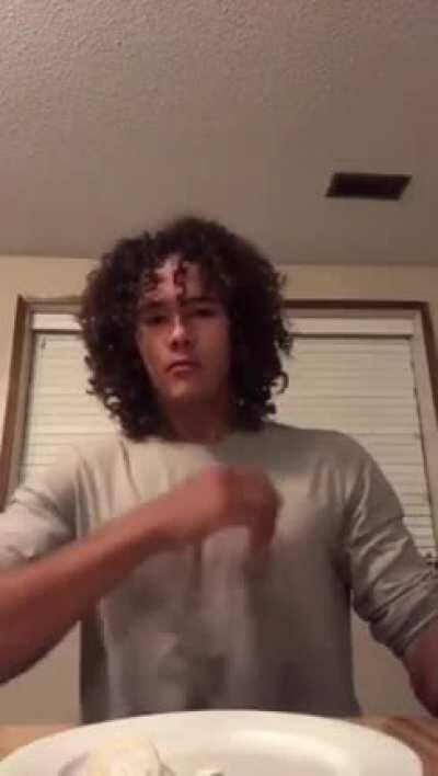 Swallowing an entire hardboiled egg at once