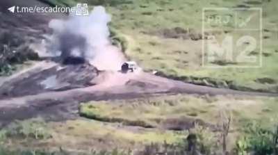 Two Russians chased down by a drone 