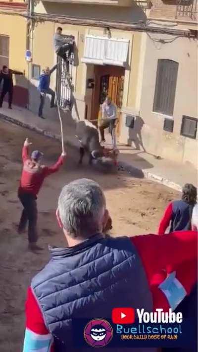 Fat Guy Gets Naked Ass Gored By The Bull In Spain