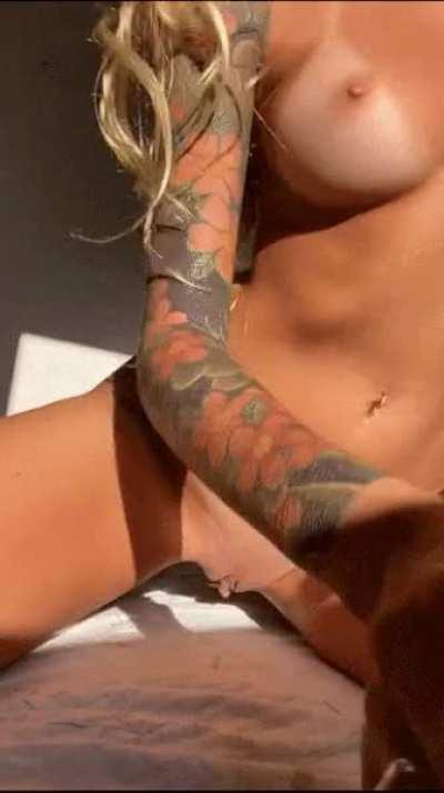 At first I was shy now I just love showing my tan lined tits