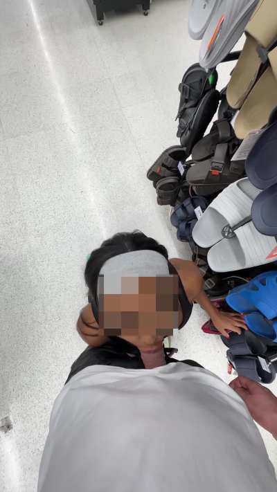 Sucking cock at the store and asking to get caught 