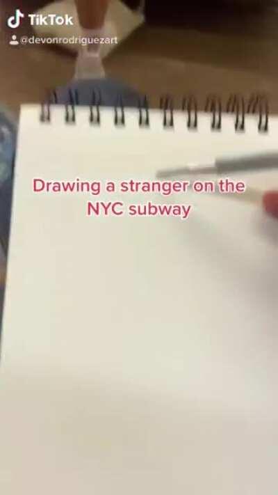 Drawing realistic portraits of strangers on the NYC subway
