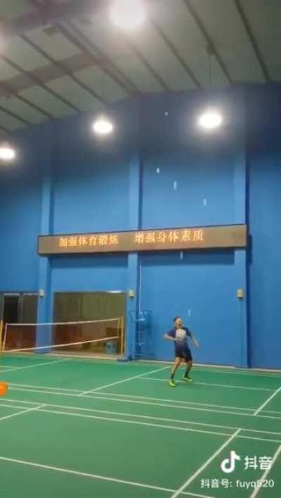 Just playing badminton alone