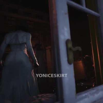 Dahyun takes a photo of Lady Dimitrescu