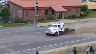 World record semi truck jump