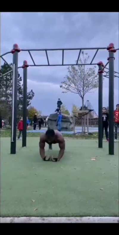 Kids just tryna swing on the bars and run into this 😂