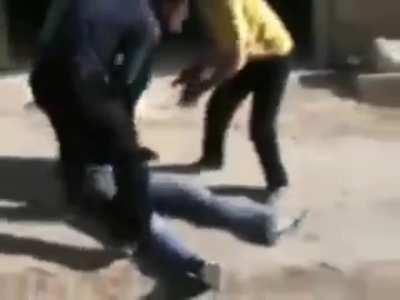 Syrian rebel gets headshotted after popping out of cover to lay down fire - Aleppo, Syria. 2012-2013.