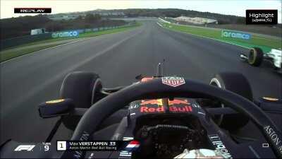 FP1: Max spins on his cool-down lap. After GP asks on radio if everything's OK, Max jokes he was just warming up the tyres