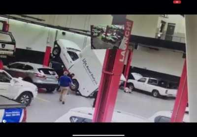 Man survives being crushed under truck.