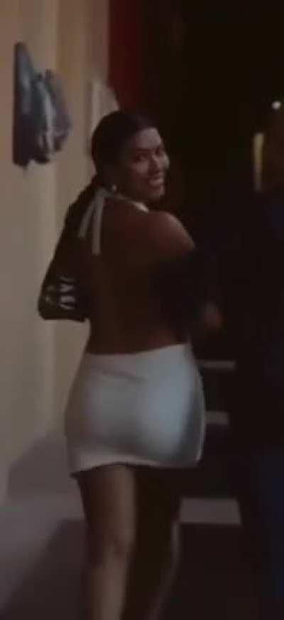 thick cheeks in white dress