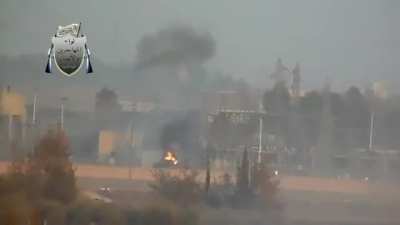 FSA Al-Muhajireen Wal-Ansar Brigade destroys SAA tank with BGM-71 TOW near Sheikh Maskin, Daraa, Syria - October 16, 2015