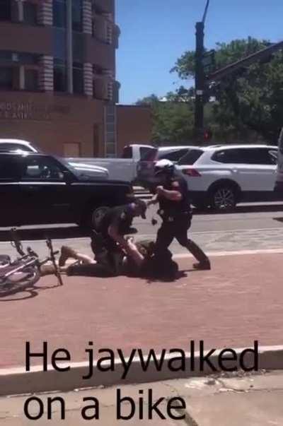 5/5/21: Cops in College Station, TX assault a bicyclist for jaywalking on a bike. The 34-year-old man was arrested and charged with evading detention, resisting arrest, and resisting transport.