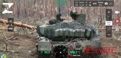 Ru pov: Spotter drone footage of T90M assault near Kremennaya