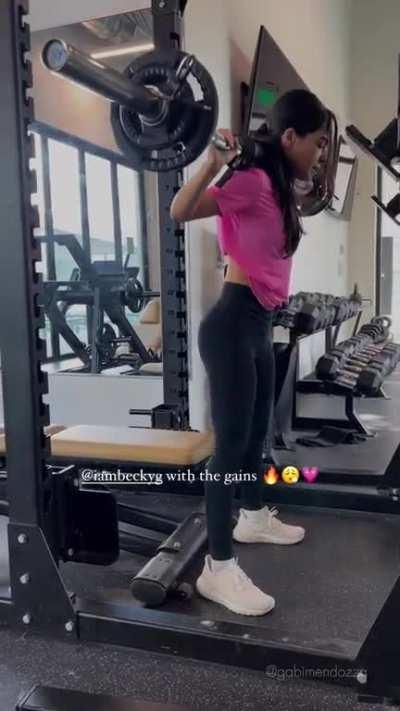 Becky working out in the gym